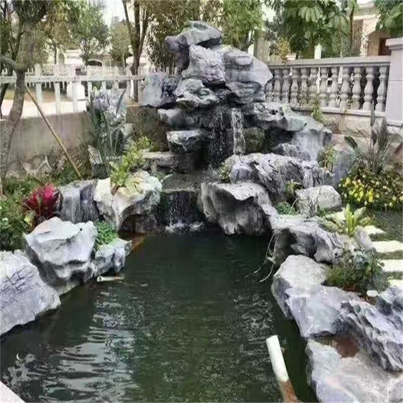 甘肃庭院鱼池假山图片