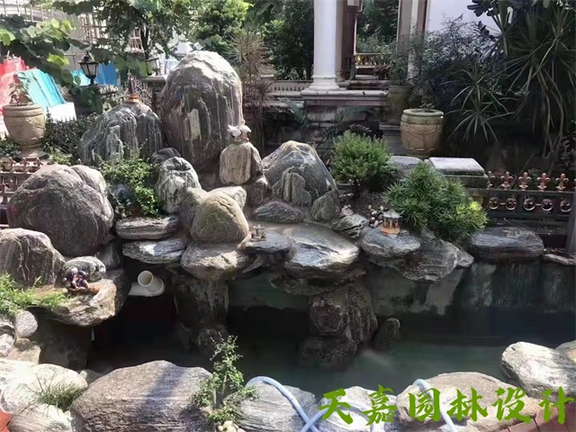 甘肃假山流水喷泉鱼池制作